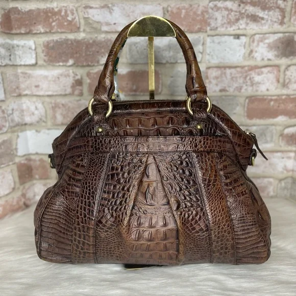Brahmin Chocolate Brown Crocodile-Embossed Handbag - Picture 2 of 13